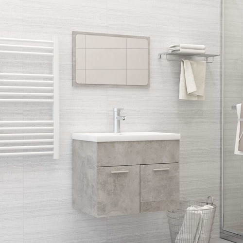2 Piece Bathroom Furniture Set Concrete Grey Engineered Wood