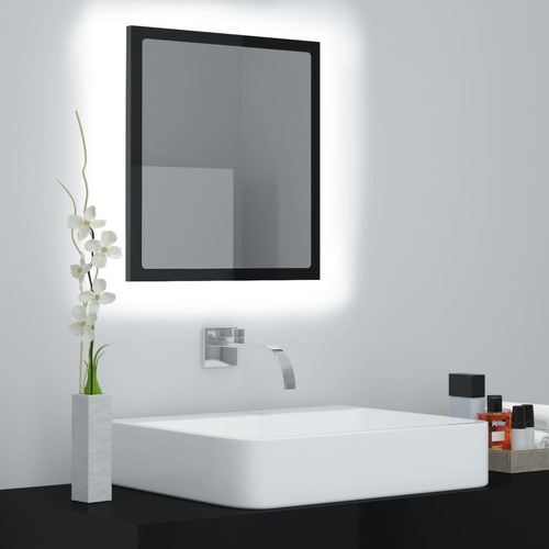 LED Bathroom Mirror High Gloss Black 40x8.5x37 cm Acrylic