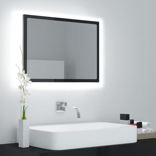 LED Bathroom Mirror High Gloss Black 60x8.5x37 cm Acrylic