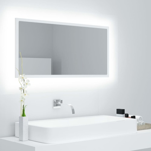 LED Bathroom Mirror White 90x8.5x37 cm Acrylic