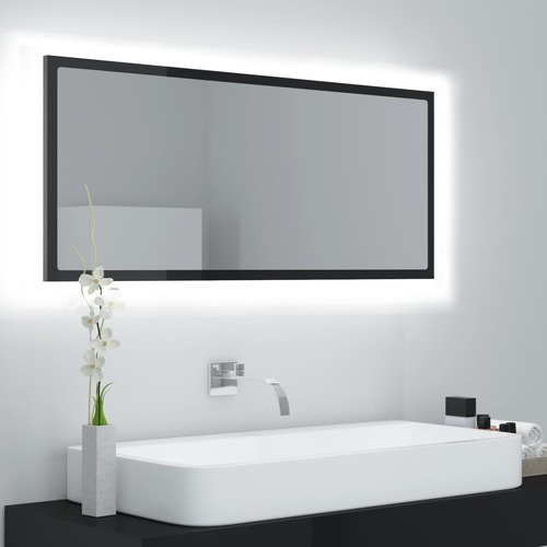 LED Bathroom Mirror High Gloss Black 100x8.5x37 cm Acrylic