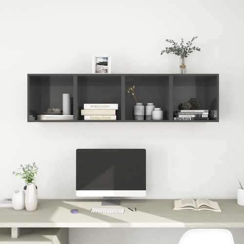 Wall Cabinets 4 pcs High Gloss Grey 37x37x37 cm Engineered Wood