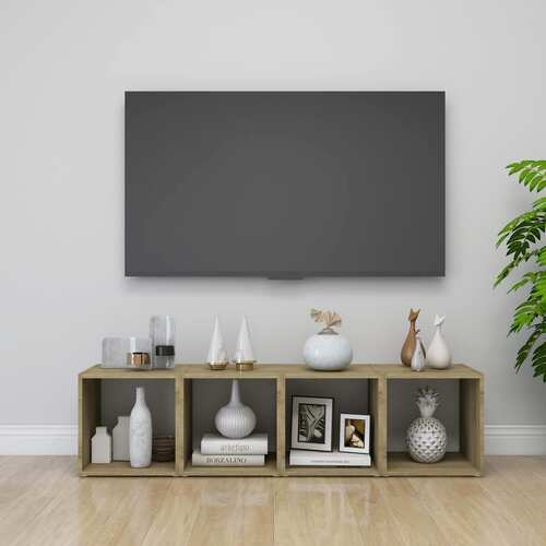 TV Cabinets 4 pcs White and Sonoma Oak 37x35x37 cm Engineered Wood