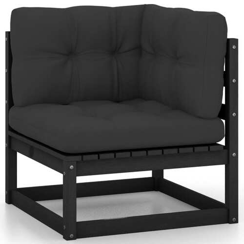 Garden Corner Sofa with Anthracite Cushions Solid Pinewood