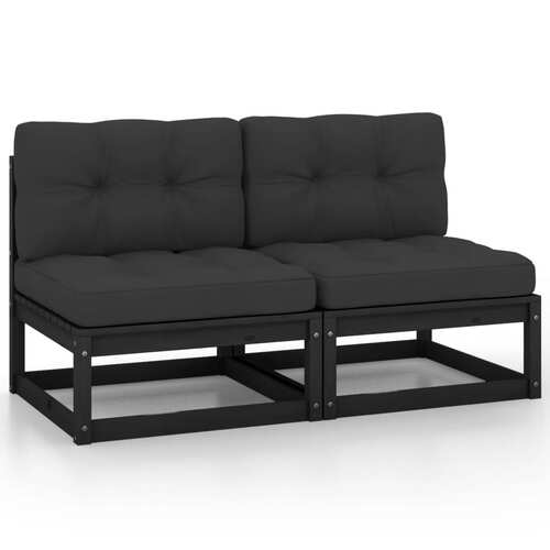 Garden Middle Sofas with Anthracite Cushions 2 pcs Solid Pinewood