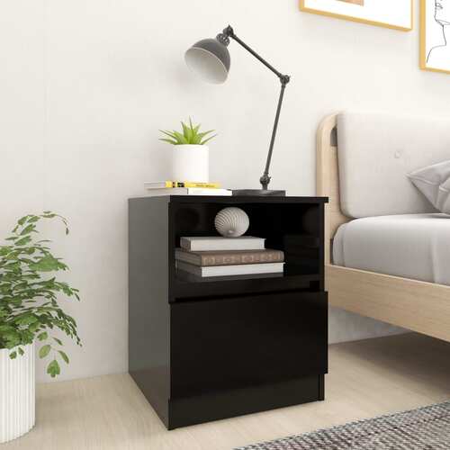 Bed Cabinet Black 40x40x50 cm Chipboard