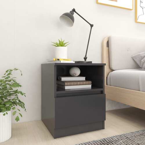 Bed Cabinet Grey 40x40x50 cm Chipboard