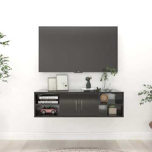 Wall Shelf High Gloss Black 102x30x29 cm Engineered Wood