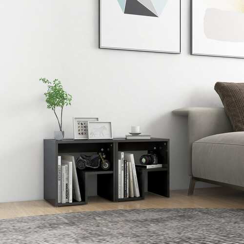 Bed Cabinets 2 pcs High Gloss Grey 40x30x40 cm Engineered Wood