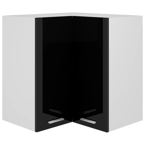 Hanging Corner Cabinet High Gloss Black 57x57x60 cm Engineered Wood