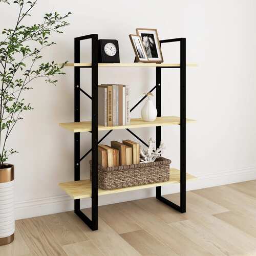 3-Tier Book Cabinet 80x30x105 cm Solid Pine Wood