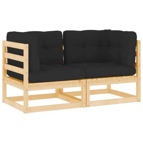 Garden Corner Sofas 2 pcs with Cushions Solid Pinewood
