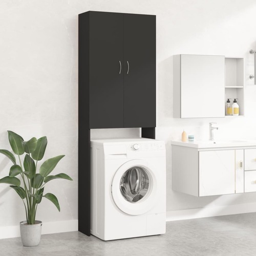 Washing Machine Cabinet Black 64x25.5x190 cm