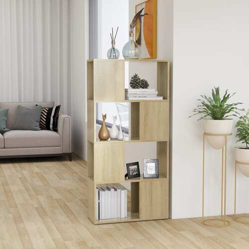 Book Cabinet Room Divider Sonoma Oak 60x24x124.5 cm Engineered Wood