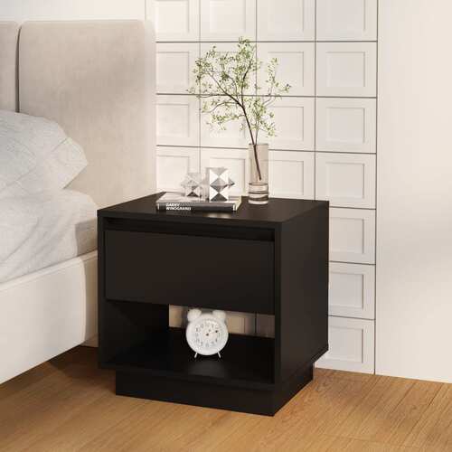 Bedside Cabinet Black 45x34x44 cm Engineered Wood