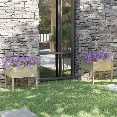 Garden Planters 2 pcs 70x70x70 cm Solid Pinewood
