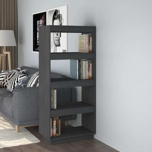 Book Cabinet/Room Divider Grey 60x35x135 cm Solid Pinewood
