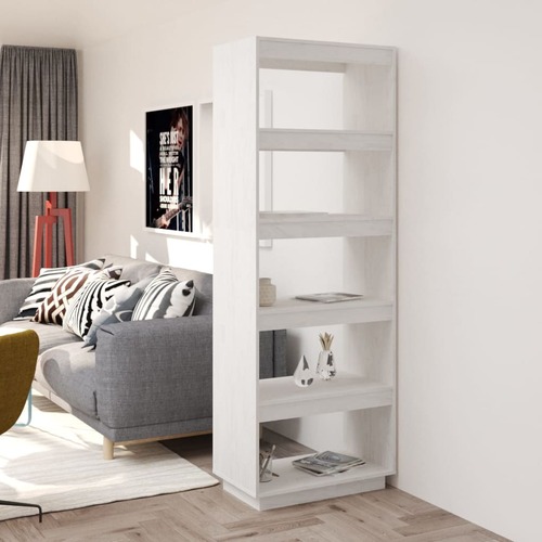 Book Cabinet/Room Divider White 60x35x167 cm Solid Pinewood
