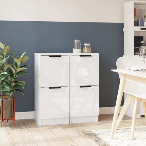 Sideboards 2 pcs High Gloss White 30x30x70 cm Engineered Wood