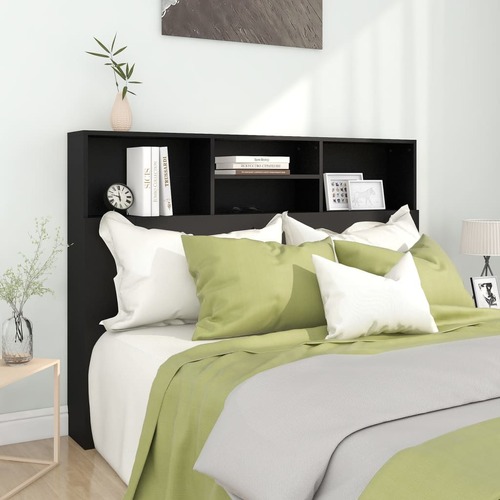 Headboard Cabinet Black 140x19x103.5 cm