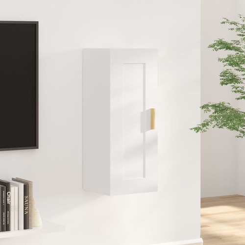 Wall Cabinet High Gloss White 35x34x90 cm Engineered Wood