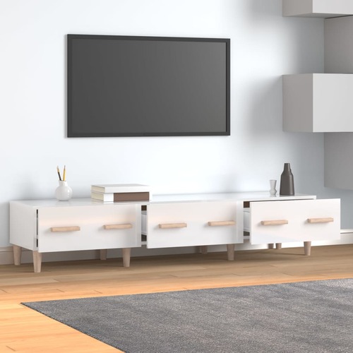 TV Cabinet High Gloss White 150x34.5x30 cm Engineered Wood