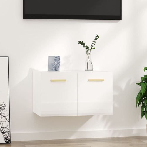 Wall Cabinet High Gloss White 60x 36.5x35 cm Engineered Wood