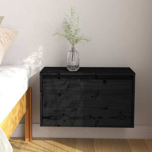 Wall Cabinet Black 60x30x35 cm Solid Wood Pine