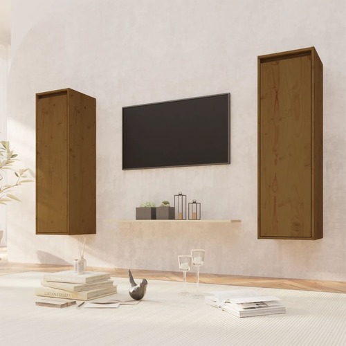 Wall Cabinets 2 pcs Honey Brown 30x30x100 cm Solid Wood Pine
