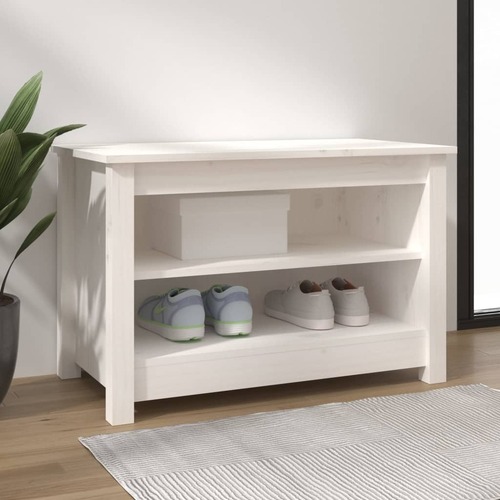 Shoe Bench White 70x38x45.5 cm Solid Wood Pine