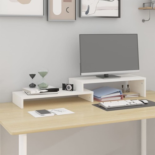 Monitor Stand White (52-101)x22x14 cm Solid Wood Pine