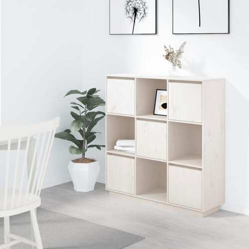 Highboard White 110.5x35x117 cm Solid Wood Pine