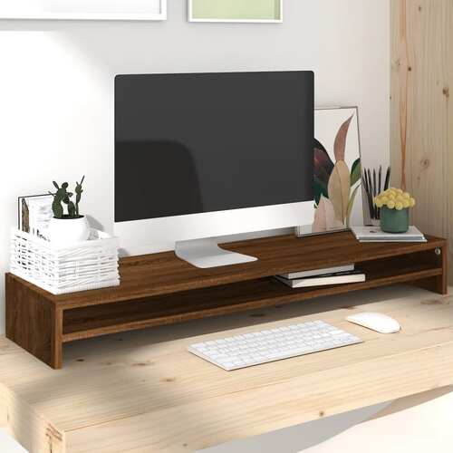Monitor Stand Brown Oak 100x24x13 cm Engineered Wood