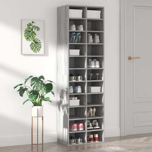 Shoe Cabinet Grey Sonoma 54x34x183 cm Engineered Wood