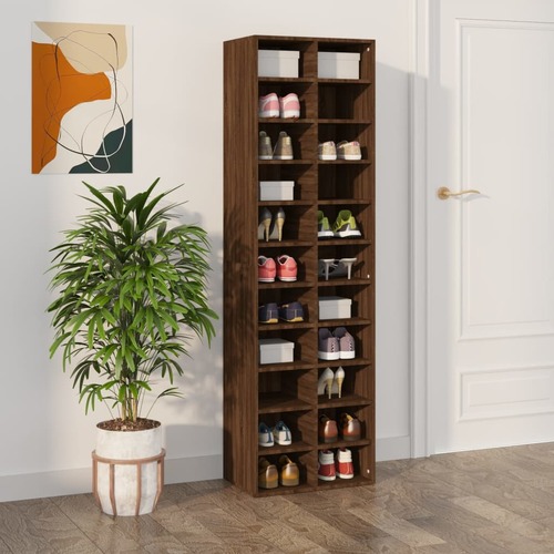 Shoe Cabinet Brown Oak 54x34x183 cm Engineered Wood