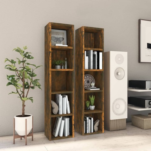 CD Cabinets 2 pcs Smoked Oak 21x16x93.5 cm Engineered Wood