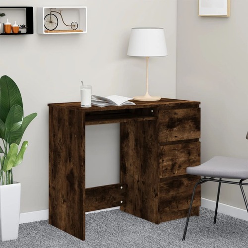 Desk Smoked Oak 90x45x76 cm Engineered Wood