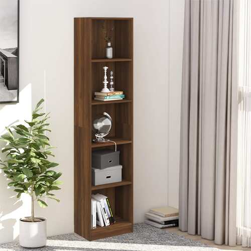 5-Tier Book Cabinet Brown Oak 40x24x175 cm Engineered Wood