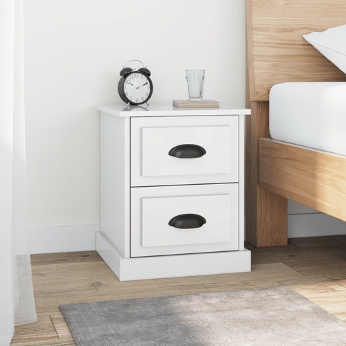Bedside Cabinet High Gloss White 39x39x47.5 cm Engineered Wood