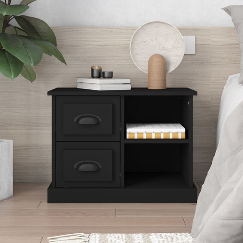 Bedside Cabinet Black 60x35.5x45 cm