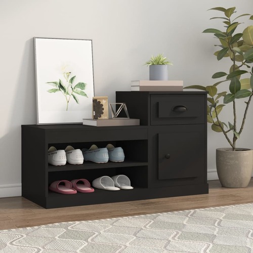 Shoe Cabinet Black 100x42x60 cm Engineered Wood