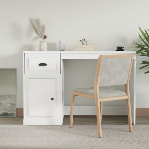 Desk with Drawer White 115x50x75 cm Engineered Wood