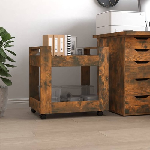 Desk Trolley Smoked Oak 60x45x60 cm Engineered Wood