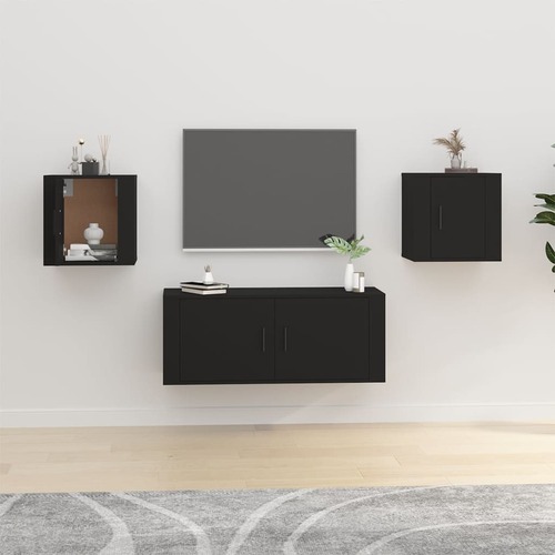 Wall Mounted TV Cabinets 2 pcs Black 40x34.5x40 cm
