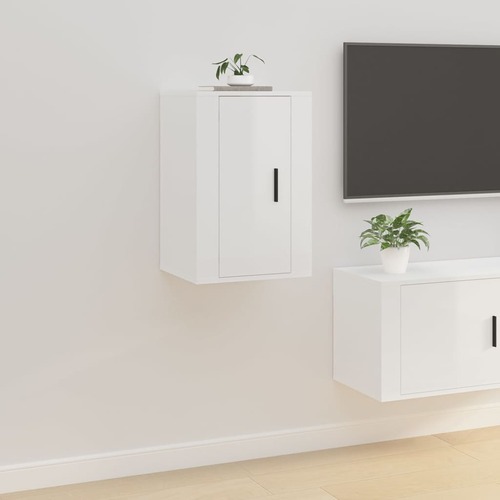 Wall Mounted TV Cabinet High Gloss White 40x34.5x60 cm