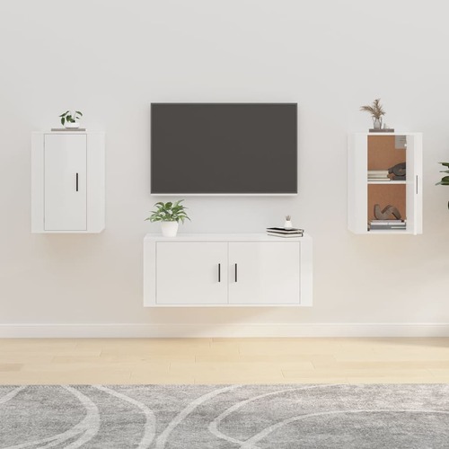 Wall Mounted TV Cabinets 2 pcs High Gloss White 40x34.5x60 cm