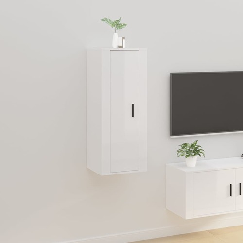 Wall Mounted TV Cabinet High Gloss White 40x34.5x100 cm