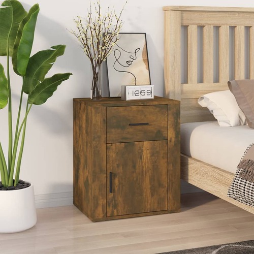 Bedside Cabinet Smoked Oak 50x36x60 cm Engineered Wood
