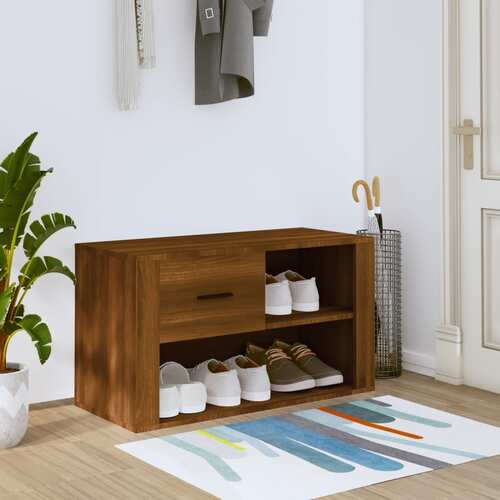 Shoe Cabinet Brown Oak 80x35x45 cm Engineered Wood