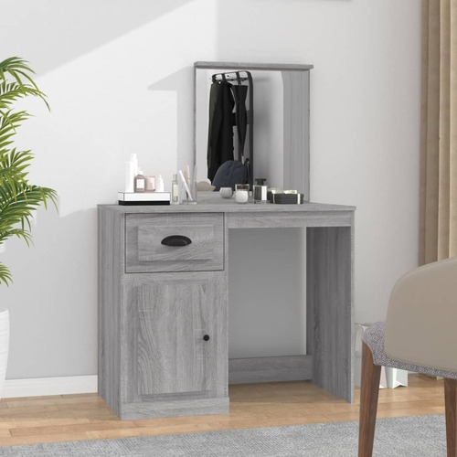 Dressing Table with Mirror Grey Sonoma 90x50x132.5 cm Engineered Wood